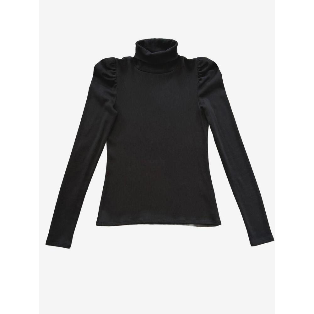 Veronica Beard Cedar Puff Sleeve Turtleneck - Black XS